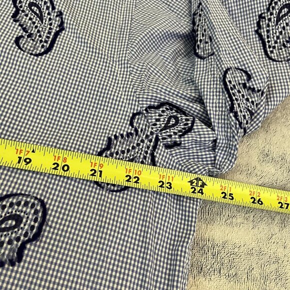 Bugatchi Uomo Button Shirt Mens Size XL Flip Cuff Blue Paisley Embroidered‎ GUC - Picture 9 of 9